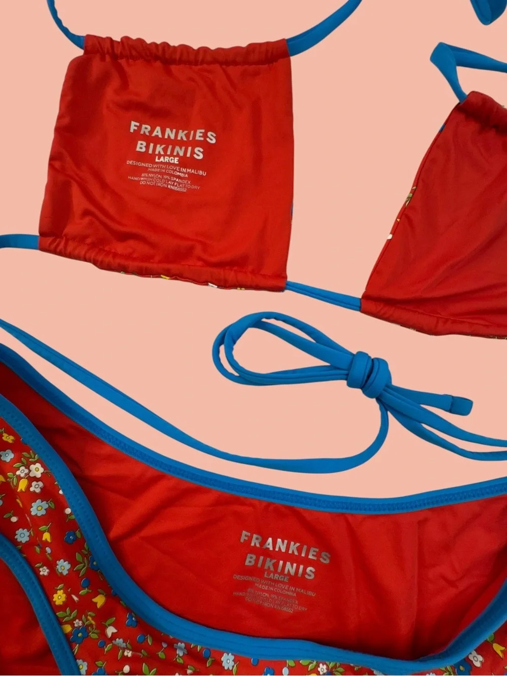 Frankie's Bikinis Red Floral Triangle Bikini florabelle seaside farm